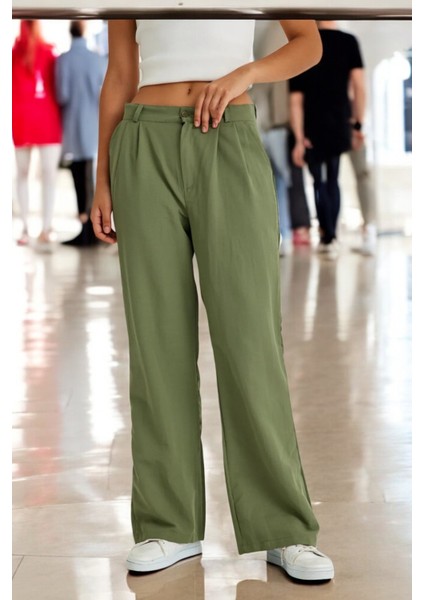 Yazlık Düğmeli Keten Kadın Pantolon
