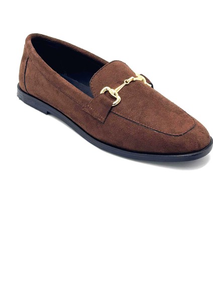 Mis Toka Detaylı Günlük Kadın Babet Taba Süet