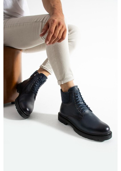 Erkek Koyu Laci Hakiki Deri-Boğaz Detaylı Kışlık Bot fiyatları