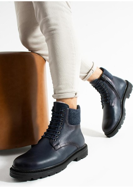 Erkek Koyu Laci Hakiki Deri-Boğaz Detaylı Kışlık Bot modelleri