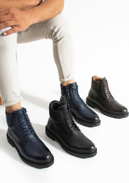 Erkek Koyu Laci Hakiki Deri-Boğaz Detaylı Kışlık Bot fırsatları