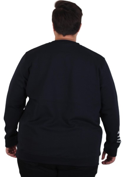 Mocgrande Büyük Beden Bisiklet Yaka Sweat Double Face 25707 Lacıvert modelleri