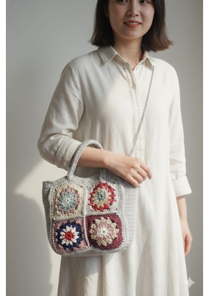 El Yapımı Motif Detaylı Kadın El ve Omuz Çantası