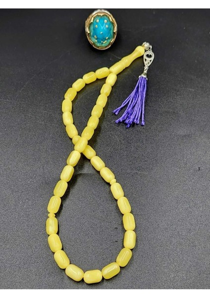 Beyrut Damla Sarı Kapsül Kesim Alpaka Mor Püsküllü Tespih fiyatları