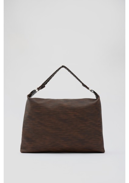 Polly Örgülü Salaş Omuz Çantası Kahve