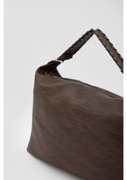 Polly Örgülü Salaş Omuz Çantası Kahve fırsatları