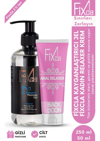 Su Bazlı Kayganlaştırıcı Jel 250 ml + Kadın Anal Relaxer Krem 50 ml – Aromasız, Ph Uyumlu 2’li Set