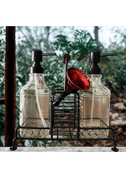 2'li Cam Dispenser Seti – Metal Taşıyıcılı Sıvı Sabun & Deterjan Pompa Şişeleri, Endüstriyel Mutfak & Organizer fiyatları