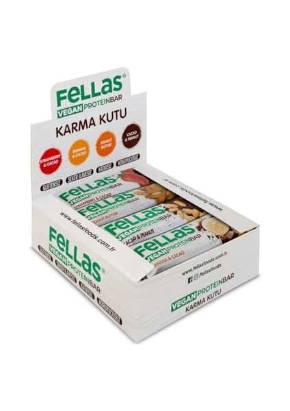 Fellas Vegan Protein Bar, 40GR Karışık Kutu, 12 Adet (4 Çeşit)