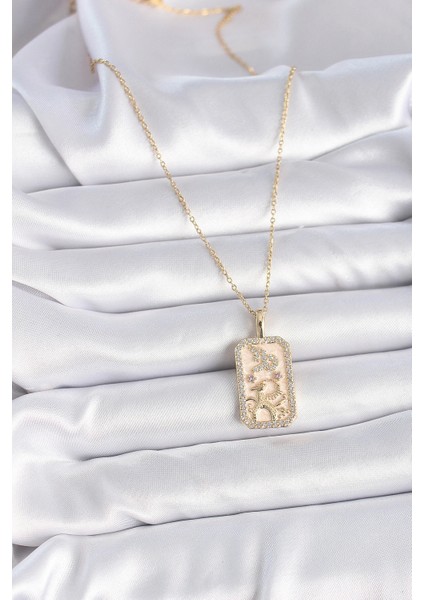 316L Çelik Gold Renk Zincir Oğlak Burcu Zirkon Taşlı Kadın Kolye - TJ-BKO9459 fiyatları