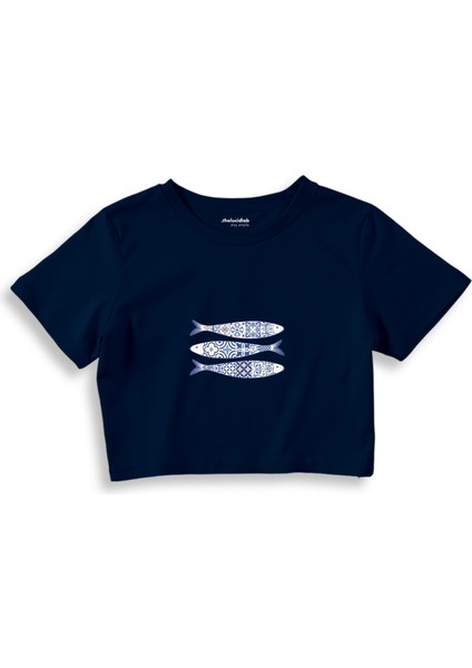 Mediterraneo Crop Tişört - Lacivert