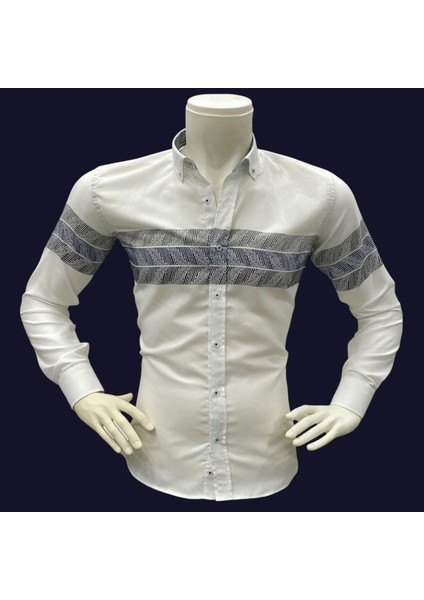 Klasik %100 Cotton Uzun Kollu Terletmeyen Kışlık Flanel Kumaş 3 Renkli Çizgili Gömlek (Regular Kalıp)