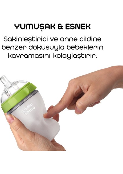 Comotomo Antikolik Silikon Biberon 250 ml 3-6 Ay Yeşil fırsatları