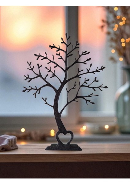 Dekoratif Ağaç Figürü | Minimal Masa ve Raf Süsü | Kalp Detaylı Modern Ev Dekoru