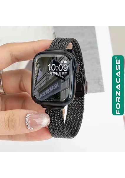 Apple Watch 11 46MM ile Uyumlu D Mıknatıslı Ince Metal Hasır Kordon Kayış - FC1139 indirimleri