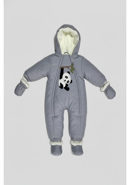 Yeni Trend Pamuklu Sevimli Panda Baskılı Yenidoğan Welsoft Patikli Kozmonot-Tulumu
