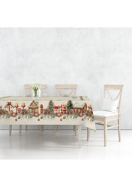 Yılbaşı Desenli Dijital Baskılı Masa Örtüsü - 140 x 220 cm 140X240 cm - Panama Kumaş fiyatları
