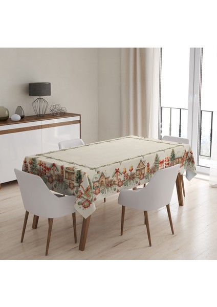 Yılbaşı Desenli Dijital Baskılı Masa Örtüsü - 140 x 220 cm 140X240 cm - Panama Kumaş indirimleri