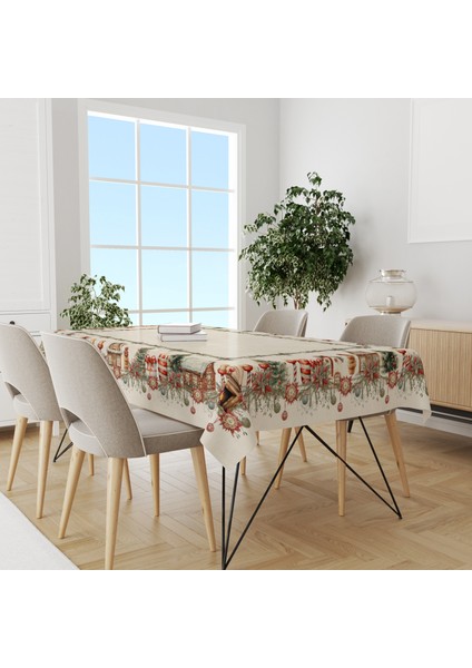 Yılbaşı Desenli Dijital Baskılı Masa Örtüsü - 140 x 220 cm 140X240 cm - Panama Kumaş