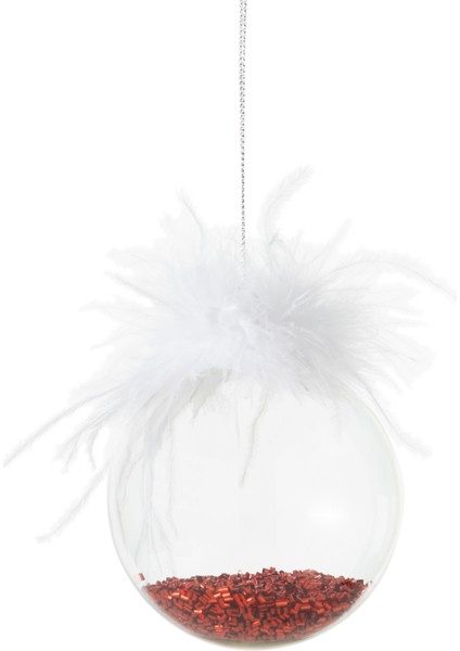 Whıte Fluffy Ağaç Süsü 8 cm