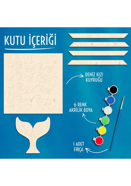 Deniz Kızı Ahşap Boyama Etkinlik Seti Eğitici Çocuk Aktivite + Fırça + Akrilik Boya Kreş Okul Öncesi modelleri