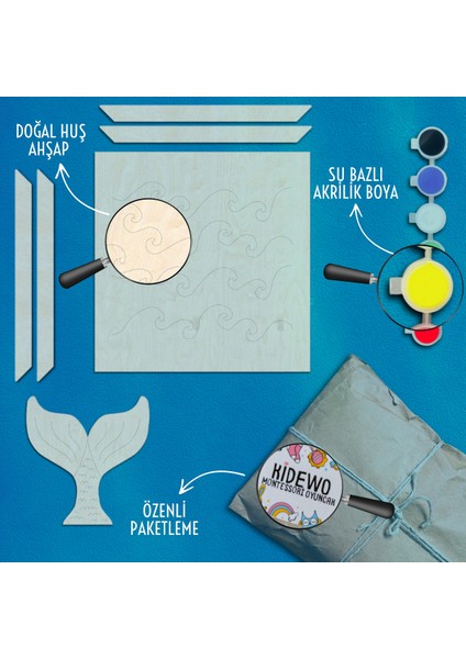 Deniz Kızı Ahşap Boyama Etkinlik Seti Eğitici Çocuk Aktivite + Fırça + Akrilik Boya Kreş Okul Öncesi indirimleri