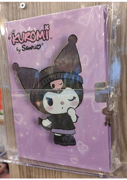 Ciltli Sert Kapak Kilitli Ajanda Günlük Çok Amaçlı A5 Boyutunda Çizgili Defter Kuromi Figürlü AD09