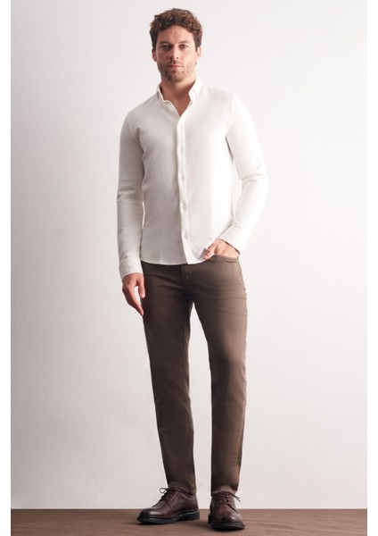 Beyaz Smart Düğmeli Yaka Uzun Kol Cepsiz Slim Fit Casual Gömlek 1004255167 fiyatları