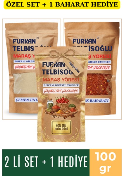 Çemen Unu Toz 100GR + Sucuk Baharatı 100GR + 1 Baharat Hediye