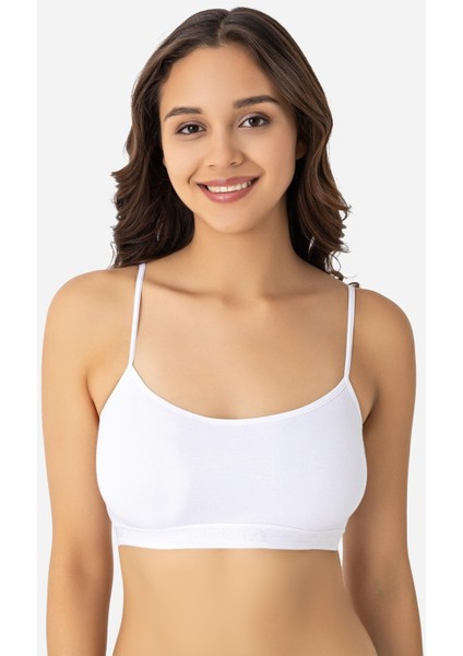 Kadın Bambu İp Askılı Çıkarılabilir Pedli Büstiyer Beyaz 3'lü Paket