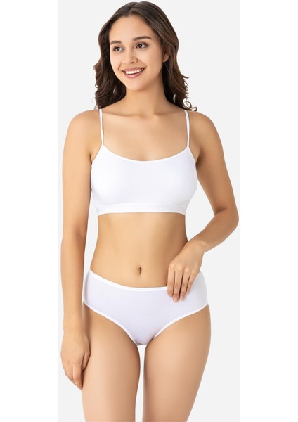 Kadın Bambu İp Askılı Çıkarılabilir Pedli Büstiyer Beyaz 3'lü Paket