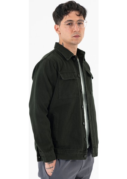 Erkek Haki Kot Ceket Relax Fit Kapaklı Çift Cepli Gömlek Yaka fiyatları