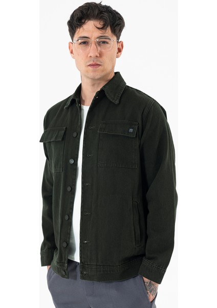 Erkek Haki Kot Ceket Relax Fit Kapaklı Çift Cepli Gömlek Yaka modelleri