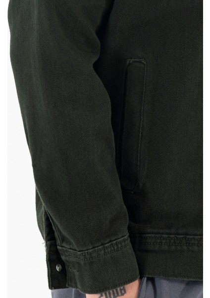 Erkek Haki Kot Ceket Relax Fit Kapaklı Çift Cepli Gömlek Yaka