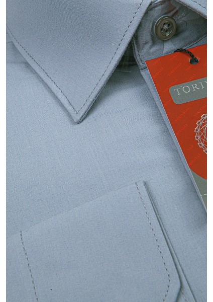 Klasik Fit Geniş Kesim Tek Cepli Kolay Ütülenebilen Mevsimlik Uzun Kollu Düz Renk Erkek Gömlek