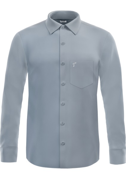 Klasik Fit Geniş Kesim Tek Cepli Kolay Ütülenebilen Mevsimlik Uzun Kollu Düz Renk Erkek Gömlek fiyatları