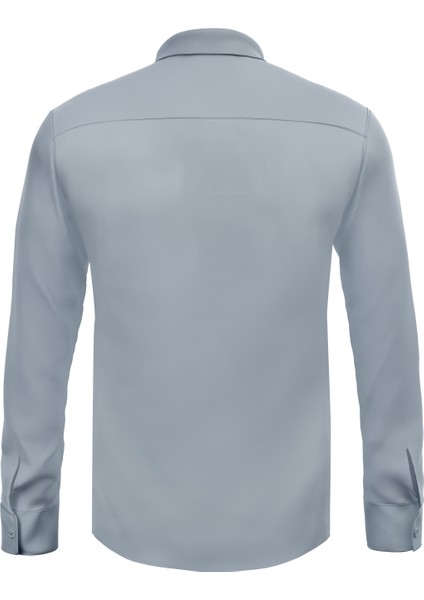 Klasik Fit Geniş Kesim Tek Cepli Kolay Ütülenebilen Mevsimlik Uzun Kollu Düz Renk Erkek Gömlek modelleri