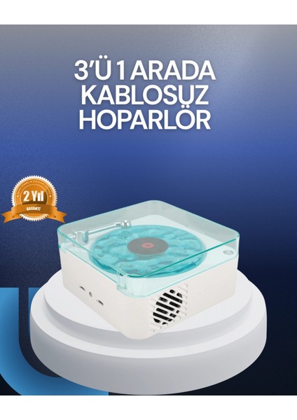 Bluetooth Hoparlör – 3-Ü-1 Saatli Gece Lambası ve Vintage Tasarım