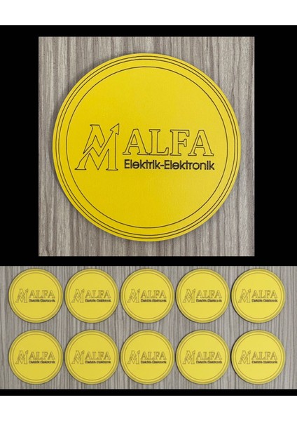 10'lu Kişiye / Şirkete Özel Logolu Bardak Altlığı Seti | Lazer Kesim Kurumsal Hediye | 9 cm