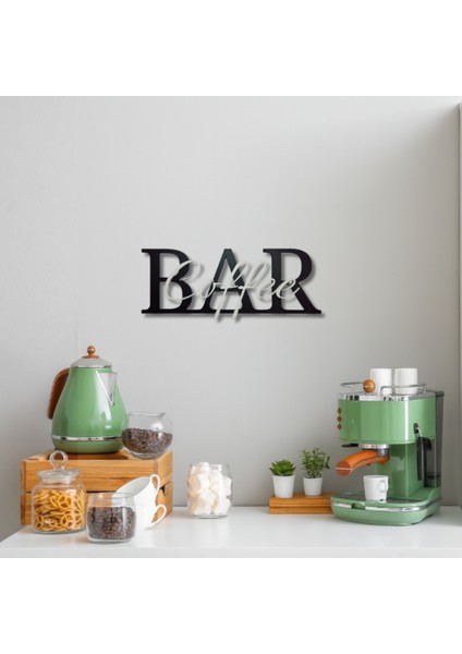 Coffee Bar Yazılı Duvar Süsü | 14X20 cm | Şık Kahve Köşesi Dekoru fiyatları