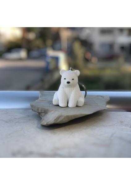 Kutup Ayısı Anahtarlık – Beyaz Örgü Desenli Figür | Amigurumi Tarzı Çanta Süsü | Kış Temalı Aksesuar fiyatları