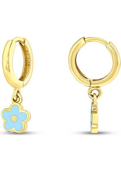 Çiçek Figürlü Altın Çocuk Küpe - 14K