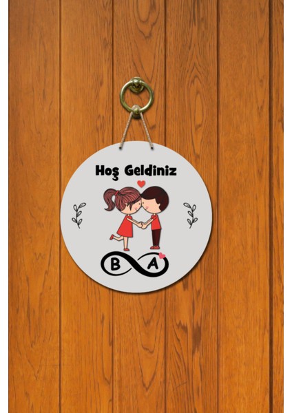 Kapı Süsü Aşık Çift Hoş Geldiniz Ahşap Baskı Kişiye Özel Tasarım fiyatları
