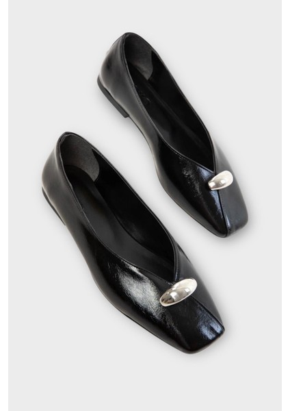 Kare Burun Toka Detaylı Kadın Babet Siyah modelleri