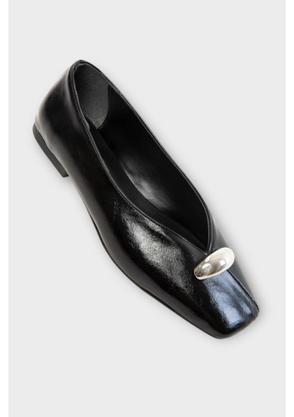 Kare Burun Toka Detaylı Kadın Babet Siyah indirimleri