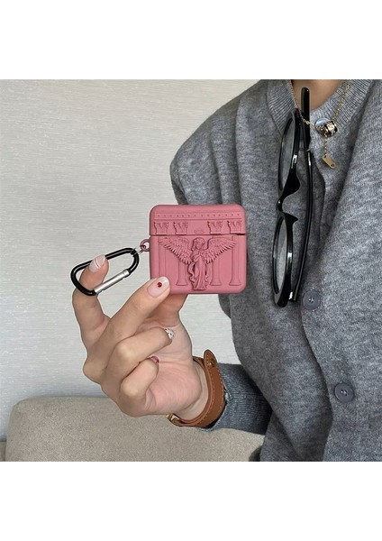 Airpods Pro 3 (2025) Kulaklık Uyumlu Melek Figürlü Silikon Kılıf + Kanca