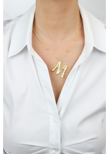 Ince Zincir Harf Kolye M Harfi