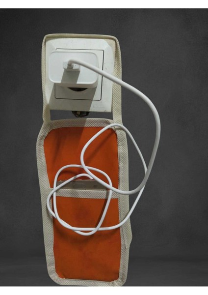 Turuncu Suni Deri Askılı Priz Üstü Telefon Tutucu | Yüksek Prizler Için Şarj Askısı indirimleri