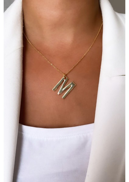 Ince Zincir Harf Kolye M Harfi