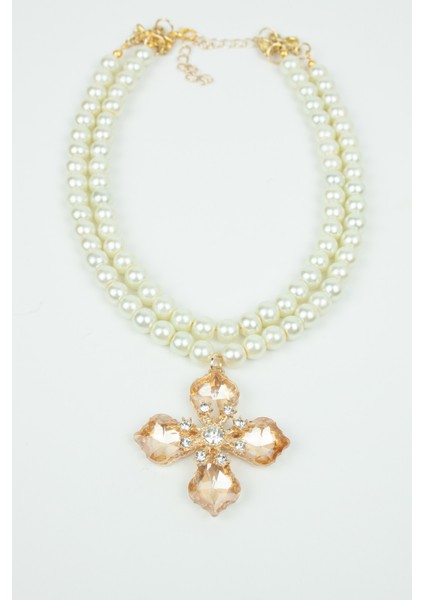 Cam Inci Çift Sıralı Kristal Uçlu Kolye modelleri